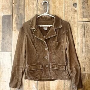 Z Cavaricci Womens S Tan Distressed Corduroy Button Up Vintage 1990s Jacket